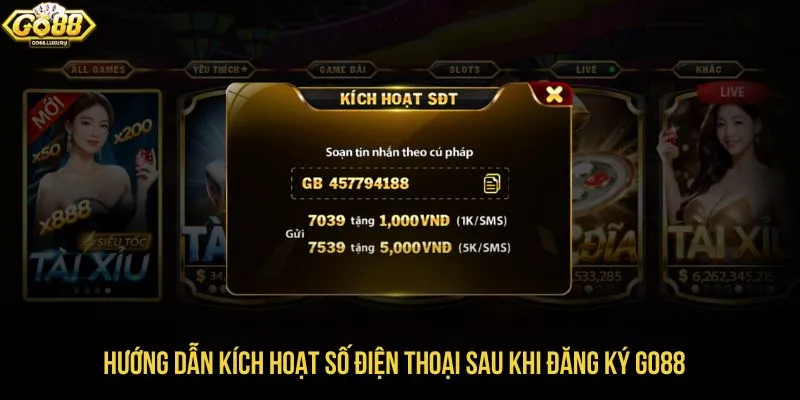 Hướng dẫn kích hoạt số điện thoại sau khi đăng ký GO88